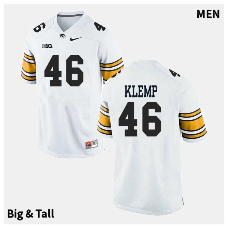 Men's Iowa Hawkeyes NCAA #46 Logan Klemp White Authentic Nike Big & Tall Alumni Stitched College Football Jersey OJ34K15NY